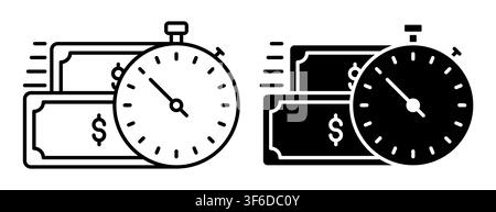 Linear icon. Time to make money. Simple vector isolated on white background Stock Vector