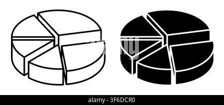 Linear isometric icon. Pie chart, diagram of the relationship between the proportions of different types of goods or services. Simple vector isolated Stock Vector