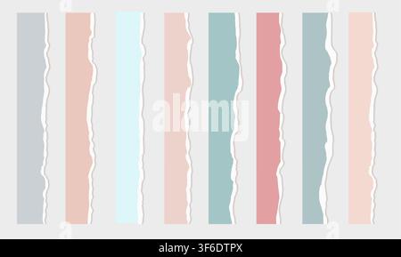 Ripped paper elements. Different paper edges. Realistic torn jagged blank pages. Raw old paper. Vector paper blank pages. Stock Vector