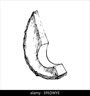 Avocado wedge slice hand drawn vector ink engraving line art. Monochrome graphic element for organic fresh produce fruit vegetable food labels Stock Vector