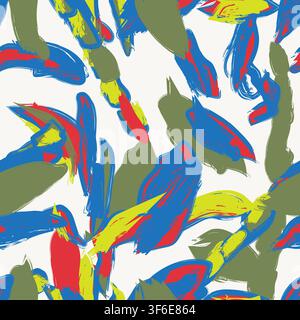 Colourful Abstract Brush strokes pattern design for fashion textiles, graphics and crafts Stock Vector