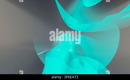Abstract illustration of blue translucent geometric ribbons flowing across a dark gray background, creating a soft luminous composition with layered c Stock Photo