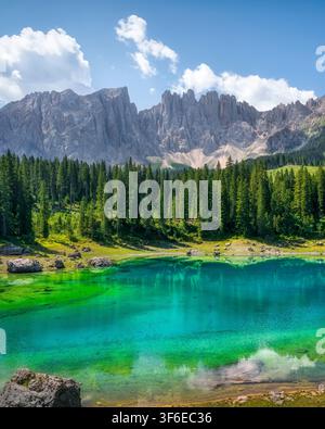 Alpine lake with reflections of clouds and sky Stock Photo - Alamy