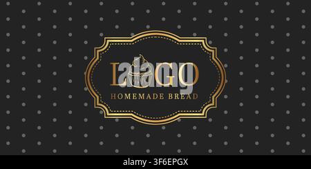 Luxury bakery label with cupcake on seamless polka dot pattern background for bakery branding packaging wallpaper premium food products and elegant de Stock Vector