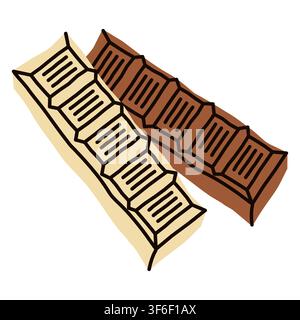 White and milk chocolate bars isolated vector illustration Stock Vector