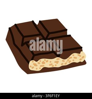 Dark chocolate bar with creamy hazelnut filling Stock Vector