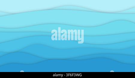 A clean single-view render showcasing layered wave patterns created using paper-cut techniques, featuring soft drop shadows and soothing light blue to Stock Photo