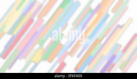 Abstract artwork featuring vibrant rainbow-colored brush strokes arranged diagonally against a clean white backdrop. Stock Photo