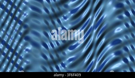 A striking single-view render showcasing a glossy, deep blue wave surface with intricate specular highlights and a dark background that enhances its t Stock Photo