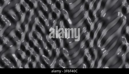A single-view render showcasing a glossy monochromatic wave surface with prominent specular highlights against a dark background. Stock Photo