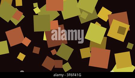 A visually striking composition featuring warm-toned squares that appear to float or drift across a dark background, creating a dynamic and modern aes Stock Photo