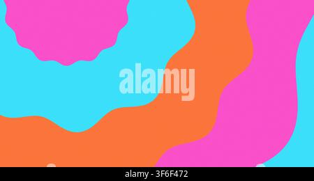 A vibrant display of neon-colored wavy bands arranged in a split-complementary color scheme, creating a dynamic and eye-catching visual effect. Stock Photo