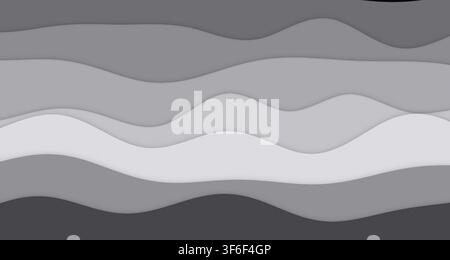 A clean and modern single-view render showcasing layered wave band patterns created using cut-out paper techniques, featuring subtle shadow effects ag Stock Photo