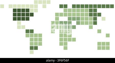 nordic slabs pixel block mosaic world map in distinctive tones arranged in geometric grid pattern for wall art decor poster print and home decor Stock Vector