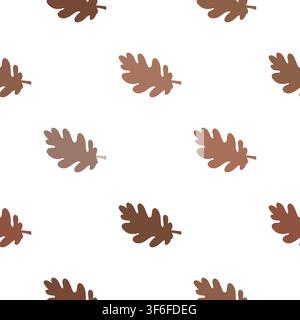 Vector seamless pattern with brown oak leaves on white background. Minimalist autumn print for back to school, thanksgiving, halloween, and paper. Stock Vector