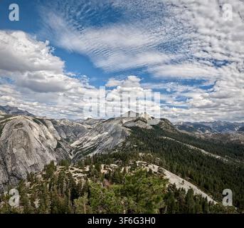 Expansive View Over Carved Yosemite Valleys (Yosemite National Park, California, USA) Stock Photo