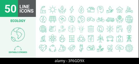 Ecology Line Editable Icons set. Vector illustration in modern thin line style of eco related icons Stock Vector