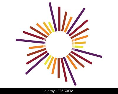 Sunburst rainbow element radial stripes or sunburst background. sun beams and rays Stock Vector