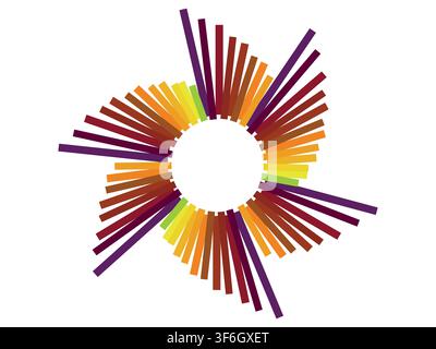 Sunburst rainbow element radial stripes or sunburst background. sun beams and rays Stock Vector