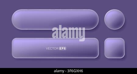 Modern Neumorphic UI Elements Set in Purple. A stylish collection of buttons and shapes for various design projects. Vector illustration Stock Vector