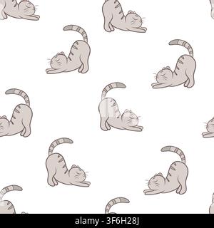 Vector seamless pattern with playful tabby cats Stock Vector