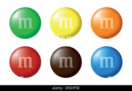Vector illustration of Colorful m and m candy set Stock Vector