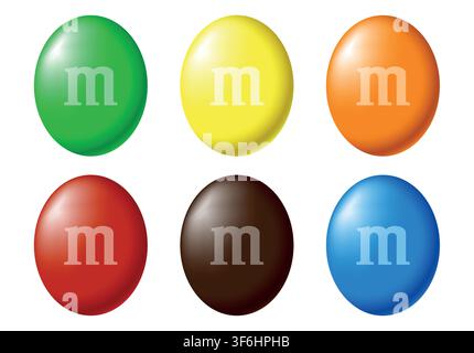 Vector illustration of Colorful m and m candy set Stock Vector