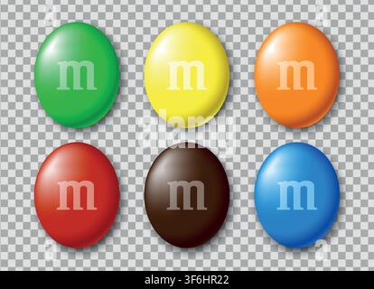 Vector illustration of Colorful m and m candy set Stock Vector