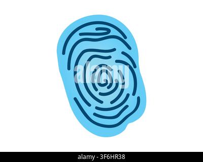 Blue Fingerprint Illustration with Spiral Ridge Pattern Stock Vector
