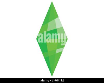 Sims crystal. Green crystal for game achieve. Flat vector illustration Stock Vector