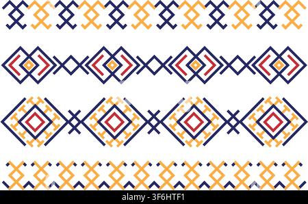 Vector collection of dividers, borders with scandinavian folk patterns. Stock Vector