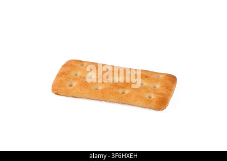 Pile of rectangular salty crackers isolated on white background Stock Photo