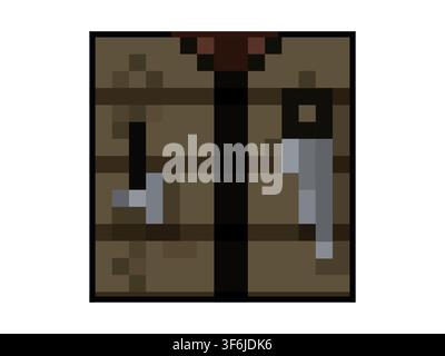 Pixel minecraft crafting table block on white background Stock Vector