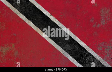 Trinidad and Tobago flag painted on grunge concrete wall texture Stock Photo