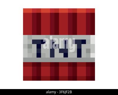 TNT in craft game style. 8 bit game items in a game style. Vector illustration EPS 10. Stock Vector
