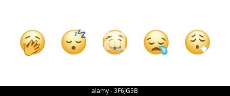 Vinnitsiya. Ukraine. 02. 03. 2025: Emoji Icon Set. Hands. Smile collection. Funny Cartoon. Social Media. Emotions. Sleepy Emoticons Emojis big vector Stock Vector