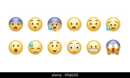 Vinnitsiya. Ukraine. 02. 03. 2025: Emoji Icon Set. Hands. Smile collection. Funny Cartoon. Social Media. Emotions. Scared Emoticons Emojis big vector Stock Vector