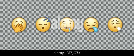 Vinnitsiya. Ukraine. 02. 03. 2025: Emoji Icon Set. Hands. Smile collection. Funny Cartoon. Social Media. Emotions. Sleepy Emoticons Emojis big vector Stock Vector