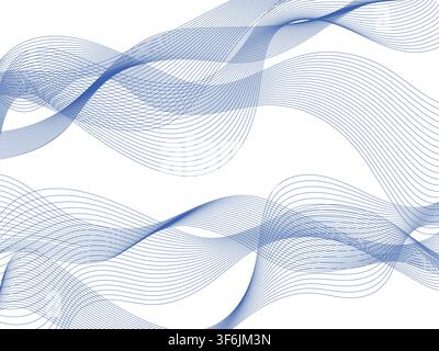 Blue Wavy Lines Isolated on White Abstract Background Design Stock Vector
