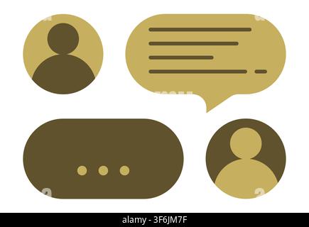 speech bubbles symbol sign on social media icon isolated. Set of speech bubble, comic sticker, chat box Stock Vector