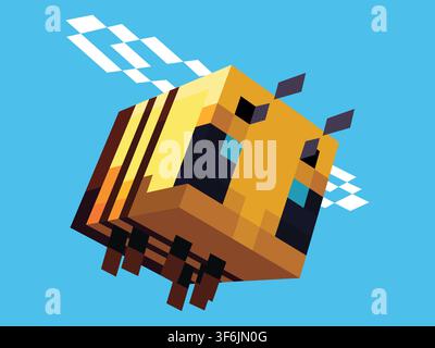 Minecraft Bee Pixel Vector Illustration Stock Vector