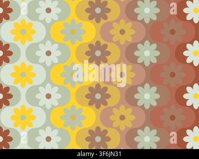 Abstract geometric seamless pattern. Simple shapes, vector illustration. Circles, squares and flowers Stock Vector