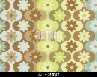 Abstract geometric seamless pattern. Simple shapes, vector illustration. Circles, squares and flowers Stock Vector