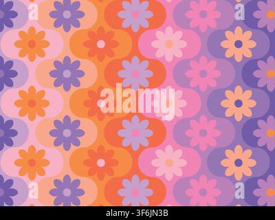 Abstract geometric seamless pattern. Simple shapes, vector illustration. Circles, squares and flowers Stock Vector