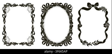 Eelegant black frames with vintage ornament design Stock Vector
