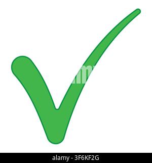 Large green confirmation check mark icon with outlined approval indicator Stock Vector