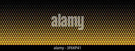 horizontal halftone of gold semicircle on black for pattern and background. Stock Vector