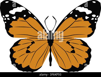 Monarch butterfly, vector color illustration isolated on the white background, clip art Stock Vector