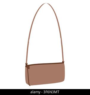 Pochette Cross-Body Bag with removable strap options. Fashion accessory technical illustration. Vector satchel front 3-4 view for Men, women, unisex style, flat handbag CAD mockup sketch outline Stock Vector