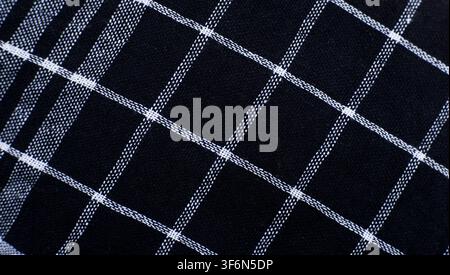 Black And White Grid Fabric Pattern Background Stock Photo